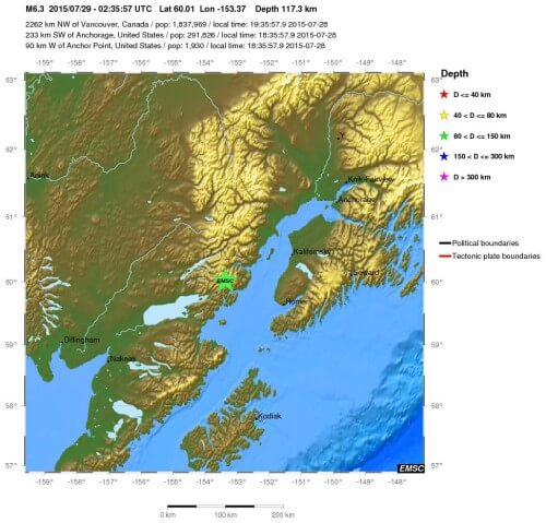 Forte scossa di terremoto in Alaska, magnitudo 6.3 Richter - EMSC