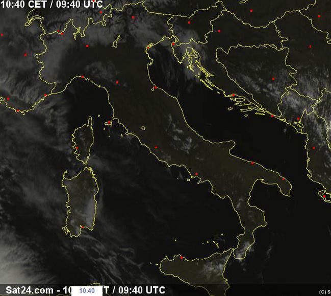 Cono d'ombra dell'eclissi solare sull'Italia - sat24.com