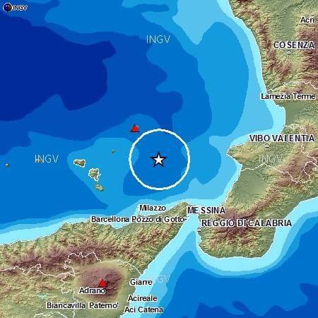 Terremoto M 4.5 Richter nella zona delle Isole Eolie, avvertito in Sicilia e Calabria - INGV