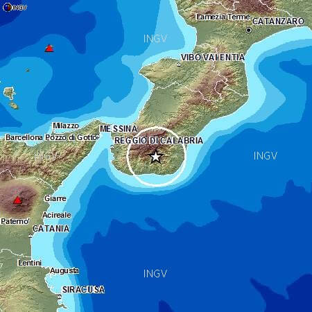 Terremoto nettamente avvertito tra Calabria e Sicilia, magnitudo 3.8 Richter, dati a cura INGV