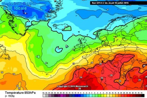 Caldo sull'Italia: l'apice nelle prossime 72 ore, possibili temperature di 40°C in Sicilia, Sardegna, Puglia, Campania e Toscana - www.meteociel.fr