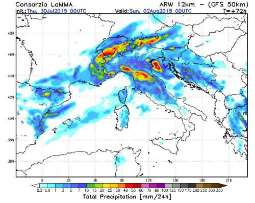 Perturbazione in arrivo: forte maltempo per le prossime 72 ore sull'Italia - LaMMA Toscana