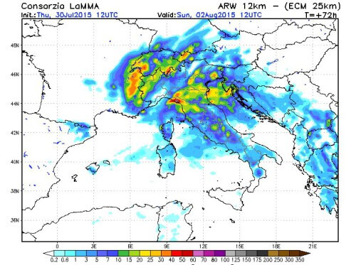 Maltempo prossimi giorni: intensa perturbazione, possibili nubifragi e grandinate - LaMMA Toscana