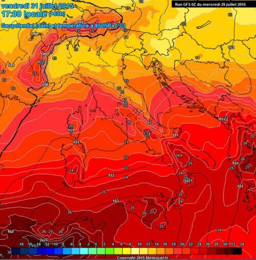 Ondata di caldo sull'Italia: apice tra 30 Luglio e 2 Agosto - www.meteociel.fr