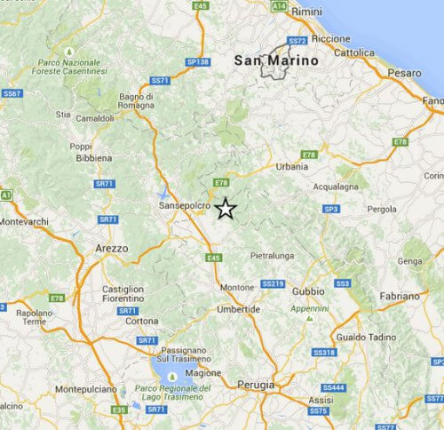Scosse di terremoto in Umbria, sette eventi di cui due sopra il terzo grado, epicentro a Città di Castello, Perugia - INGV