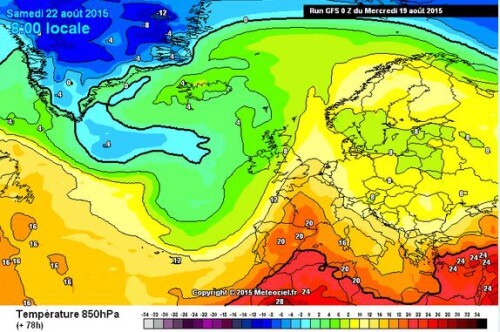 Calo termico sull'Italia: nuova riduzione delle temperature fino al 22 Agosto - www.meteociel.fr