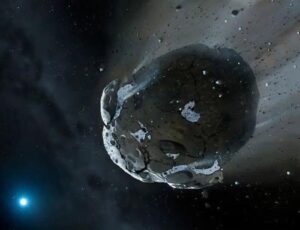 rappresentazione artistica di asteroide attivo