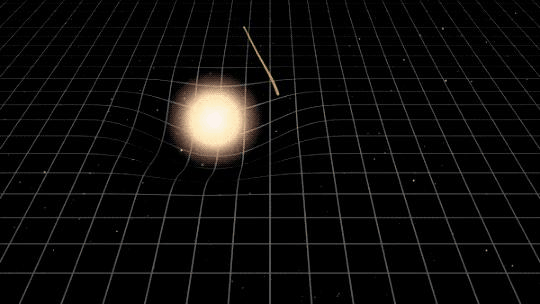 Un diagramma che mostra come la luce possa piegarsi intorno a oggetti massicci.