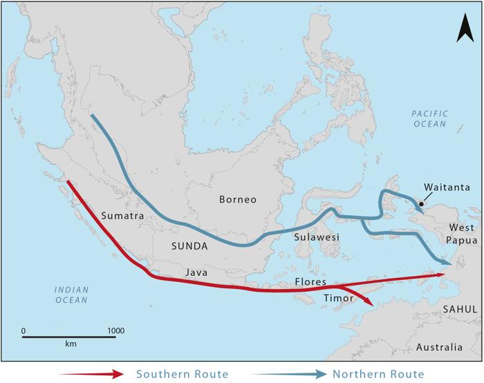 Antiche rotte migratorie dall'Asia alla regione del Pacifico