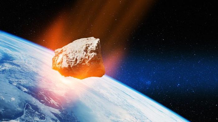 rappresentazione dell'artista di un asteroide che brucia nell'atmosfera