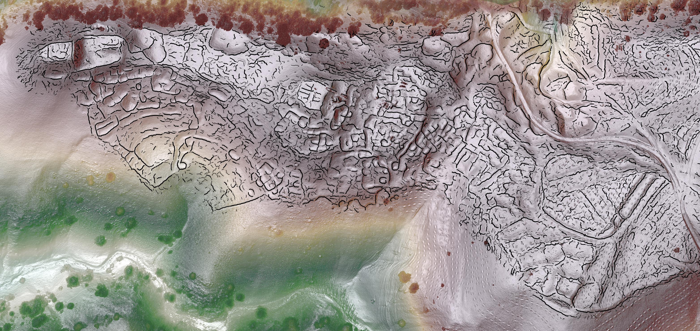 Il profilo delle strade, piazze e difese di Tugunbulak può essere visto in questa ricostruzione da lidar