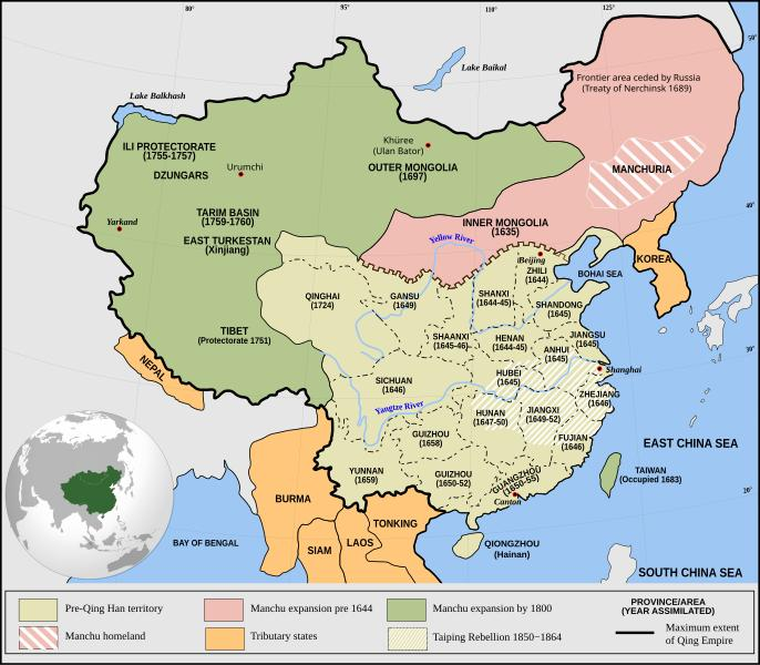 Una mappa della Cina nel XIX secolo