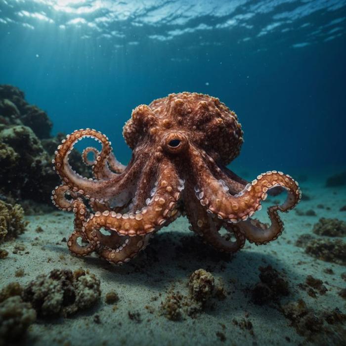 un polpo pigmeo atlantico (Octopus joubini) nel mare dell'oceano.