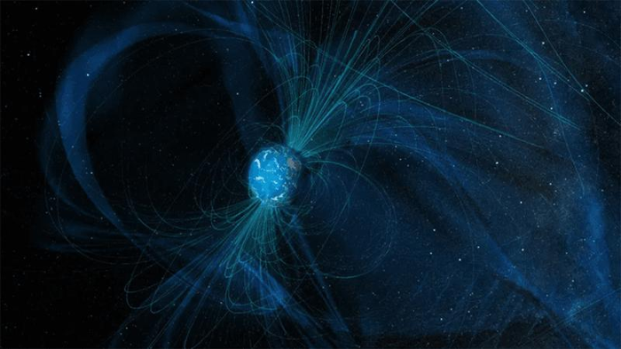 Visualizzazione del campo magnetico della Terra.