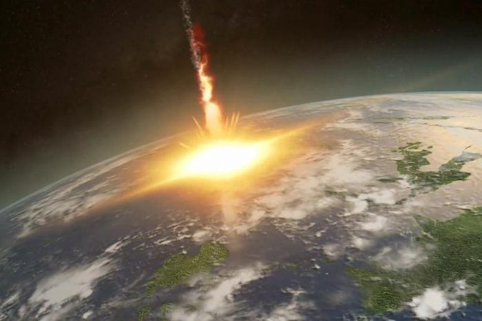 Asteroid Striking Earth Explosion