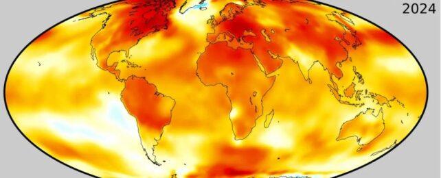 Mappa che mostra anomalie di temperatura globali in rosso in tutto il mondo