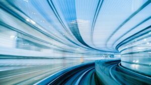 tunnel in tokyo at night blurred as idea of speed