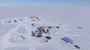 Vista aerea del sito di perforazione antartico