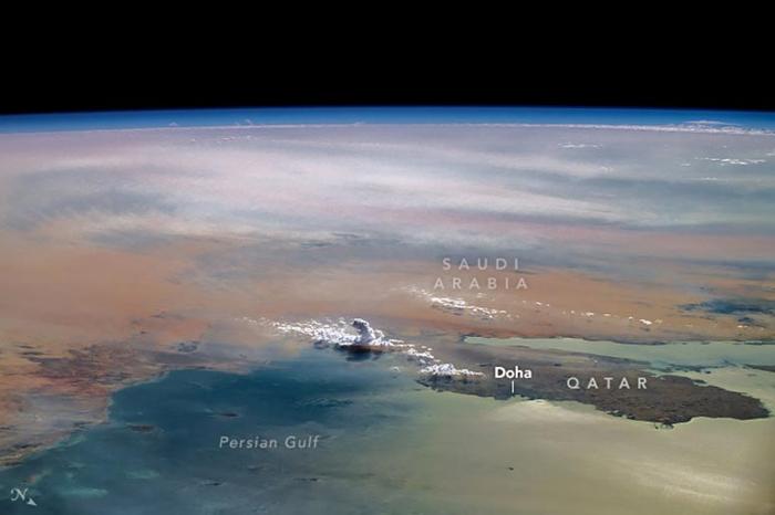 Nuvola Cumulus Congestus Sopra la Penisola Arabica Annotata