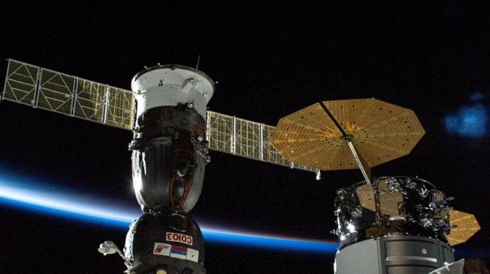 Soyuz MS-26 Crew Ship and the Cygnus Cargo Spacecraft