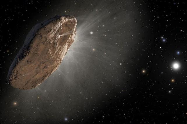 concetto dell'artista di un asteroide interstellare