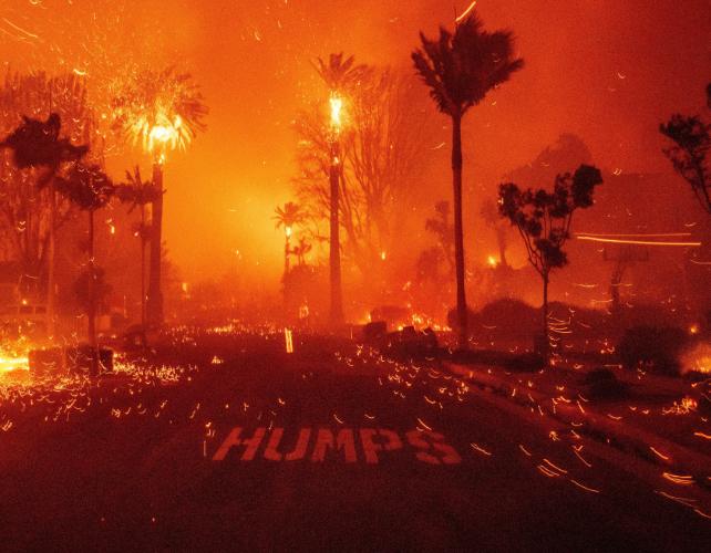 strade di LA in fiamme