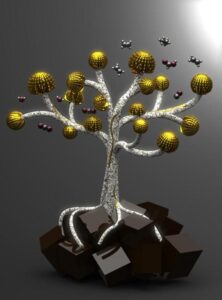 Albero Artificiale Fiori di Rame